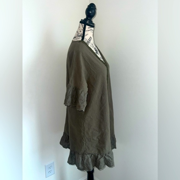 Women's Army Green Short-Sleeved Dress, XL - Picture 2 of 3